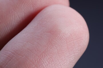 Macro view of finger with friction ridges