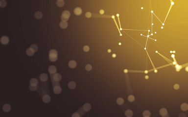 Fototapeta premium Abstract background. Molecules technology with polygonal shapes, connecting dots and lines. Connection structure. Big data visualization.