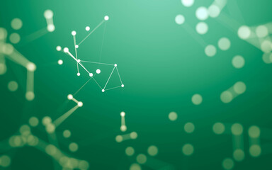 Abstract background. Molecules technology with polygonal shapes, connecting dots and lines. Connection structure. Big data visualization.