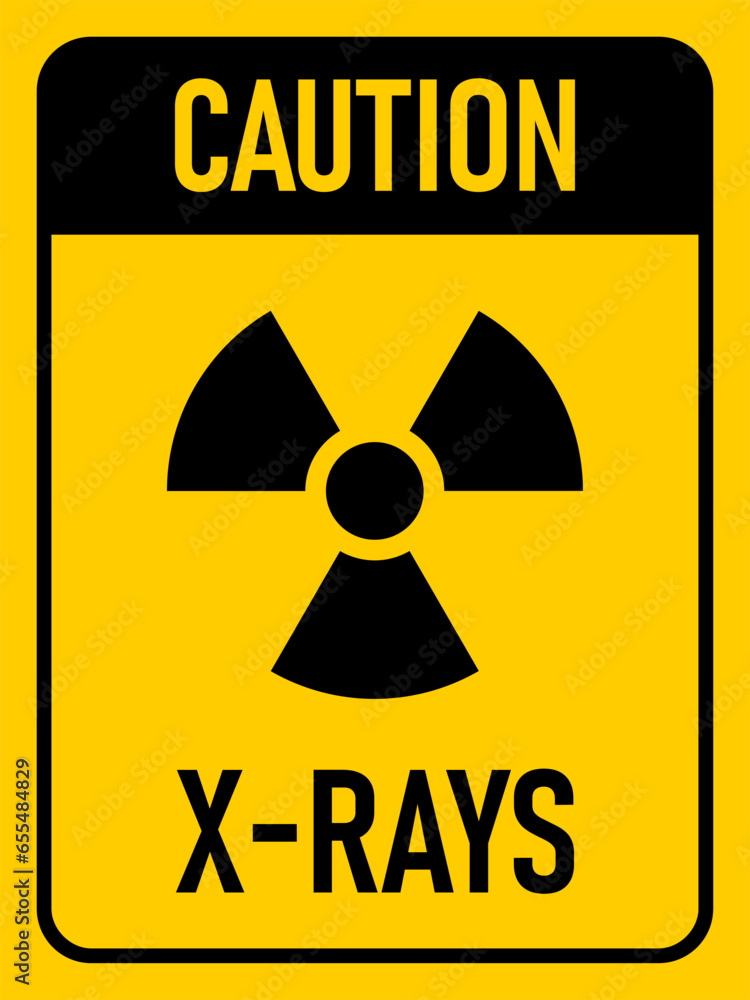 Wall mural Caution X-Rays Danger High Radiation Area Keep Out Vertical or Portrait Orientation Warning Sign Symbol with an Aspect Ratio of 3:4. Vector Image. - Wall murals