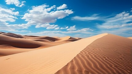 Fototapeta na wymiar Endless Desert Sand Dunes Under Clear Blue Sky