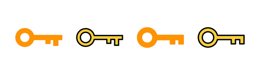 Key icon set for web and mobile app. Key sign and symbol.