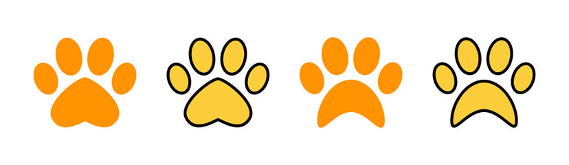 Paw icon set for web and mobile app. paw print sign and symbol. dog or cat paw