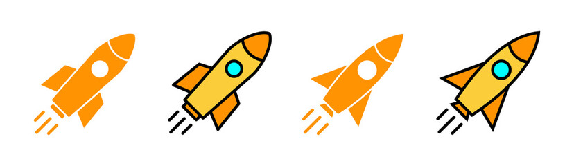 Rocket icon set for web and mobile app. Startup sign and symbol. rocket launcher icon