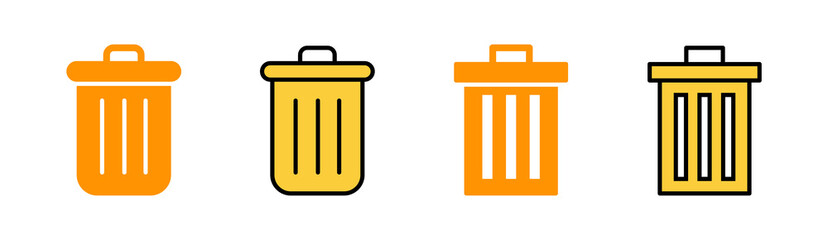 Trash icon set for web and mobile app. trash can icon. delete sign and symbol.