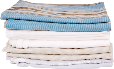 Bedding sheets and linen folded and isolated on transparent background