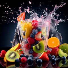 Colorful cotail ,Smoothies, Healthy and vibrant smoothie. Capture dramatic smoothie splash. Creative Dynamic compotition vary angle. Eyecatching, mouthwatering and cavtivating. Photo product, juices