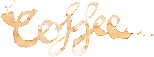 Coffee written as a word in coffee stains isolated on a transparent background