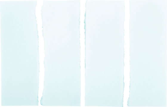 Blue paper strips torn apart and isolated on a transparent background