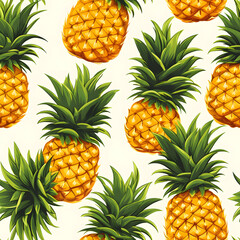 Pineapple seamless pattern on a white background