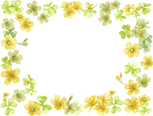 可愛らしいカタバミの水彩背景フレーム