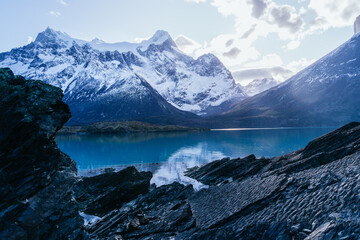 Beautiful shot of the picturesque Torres del Paine National Park, Magallanes region, Chile