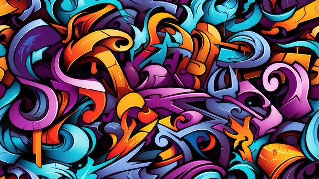 seamless repeatable pattern of graffiti urban spray paint art that can be repeated to create an endless pattern. generative AI