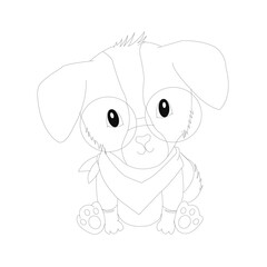 Puppy coloring pages,Dog coloring pages, Animal Coloring page for Kids Children stock vector illustration