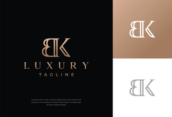 Minimal BK letter logo Modern Trendy with gold color. BK Logo design for business, corporate sign K B BK KB
