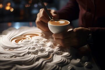 Fototapeta na wymiar person holding a cup of coffee, Generative AI