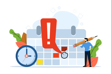 concept of calendar date of important appointment, reminder or schedule of meeting or event, work deadline or launch date planning, businessman by making red circle on important day on calendar.