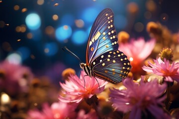butterfly on flower, Generative AI - obrazy, fototapety, plakaty
