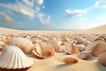 Fototapeta na wymiar seashells on the beach, Generative AI