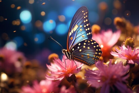 Fototapeta butterfly on flower, Generative AI
