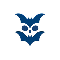 bat and skull negative space logo