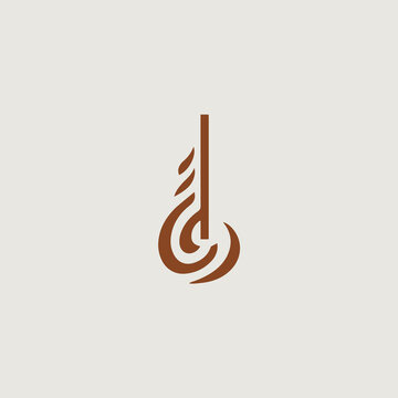 ギターをシンボリックに用いたロゴのベクター画像