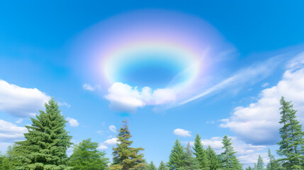 青空に不思議な虹模様の背景