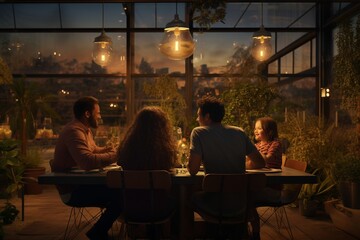 Fototapeta na wymiar dinner in the restaurant, Generative AI