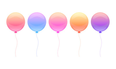 Vector set of helium balloon, flying air balls. happy birthday, holiday . party decoration