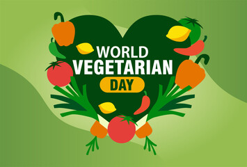 Vector graphic illustration of Celebrating World Vegetarian Day. Design for web, banners, backgrounds, wallpapers, posters, flyers, presentations, etc.