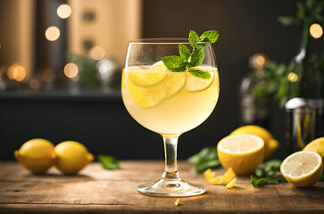 Limoncello Spritz Delight: Sparkling Wine & Tangy Lemon in a Cocktail Glass