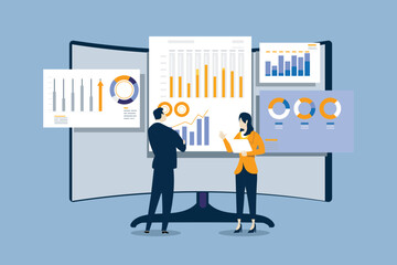 Business illustrations, business strategy, plan, goal and successful target.