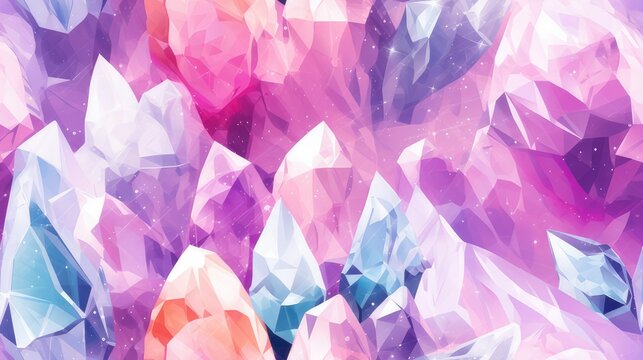seamless repeatable pattern of gem stones and crystals that can be repeated to create an endless pattern. generative AI