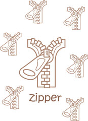 Alphabet Z For Zipper Vocabulary School Lesson Cartoon Coloring Pages A4 for Kids and Adult