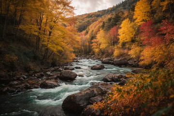 Limpia y fresca baja el agua en  otoño