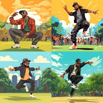 Clipart of a rapper freestyling in a park Generative AI
