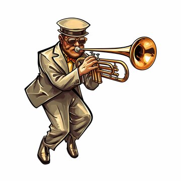 Clipart of a trombonist playing in a brass band Generative AI