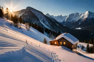 Papier Peint photo autocollant Dolomites ski resort in the mountains