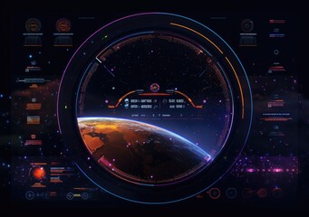 abstract technology futuristic concept, theme of artificial intelligence, Futuristic Sci fi Neon. HUD technology.