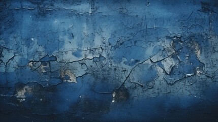Distressed Concrete Surface: Navy Blue Texture with Cracks
