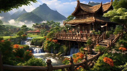 chinese temple in the mountain