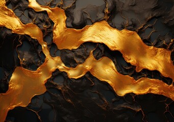 Monocolor alcohol ink marbling raster background. Liquid waves and stains. Black and gold abstract fluid art. Acrylic and oil paint flow monochrome contemporary backdrop. AI Generative.