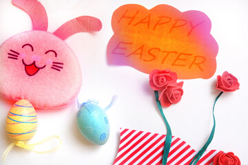 DIY Easter home decor from paper and plasticine, Gift ideas, painting Easter card. Handmade.  Childrens Easter crafts.