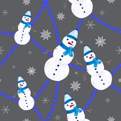 Seamless pattern for new year and christmas. Watercolor drawing.