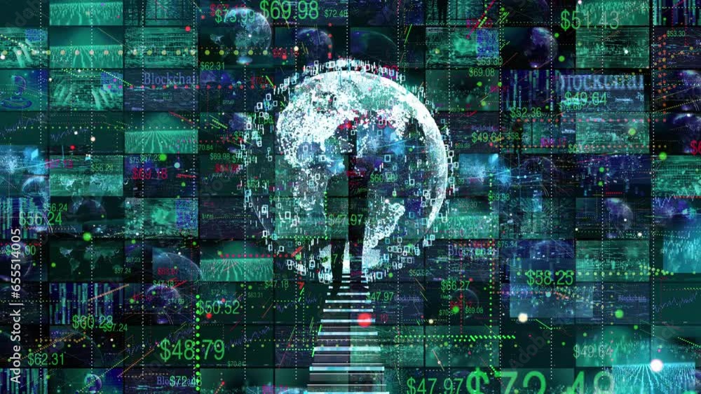 Canvas Prints global technology and business data concept