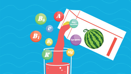 Vector Watermelon juice and nutrients