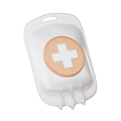 Fototapeta premium 3d icon, blood plasma transfusion injection bag , 3D illustration.