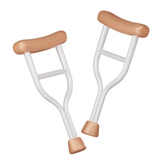 Crutches icon, medical and healthcare concept , 3d illustration.