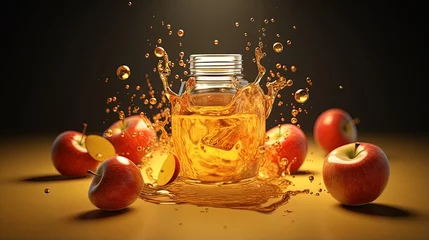 Abwaschbare Fototapete Apple Juice Bottle Bar © Ariestia