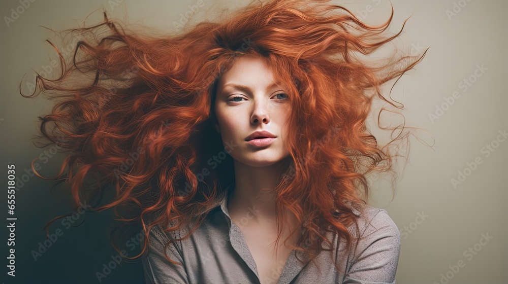 Wall mural Redhair Woman with Messy Hair